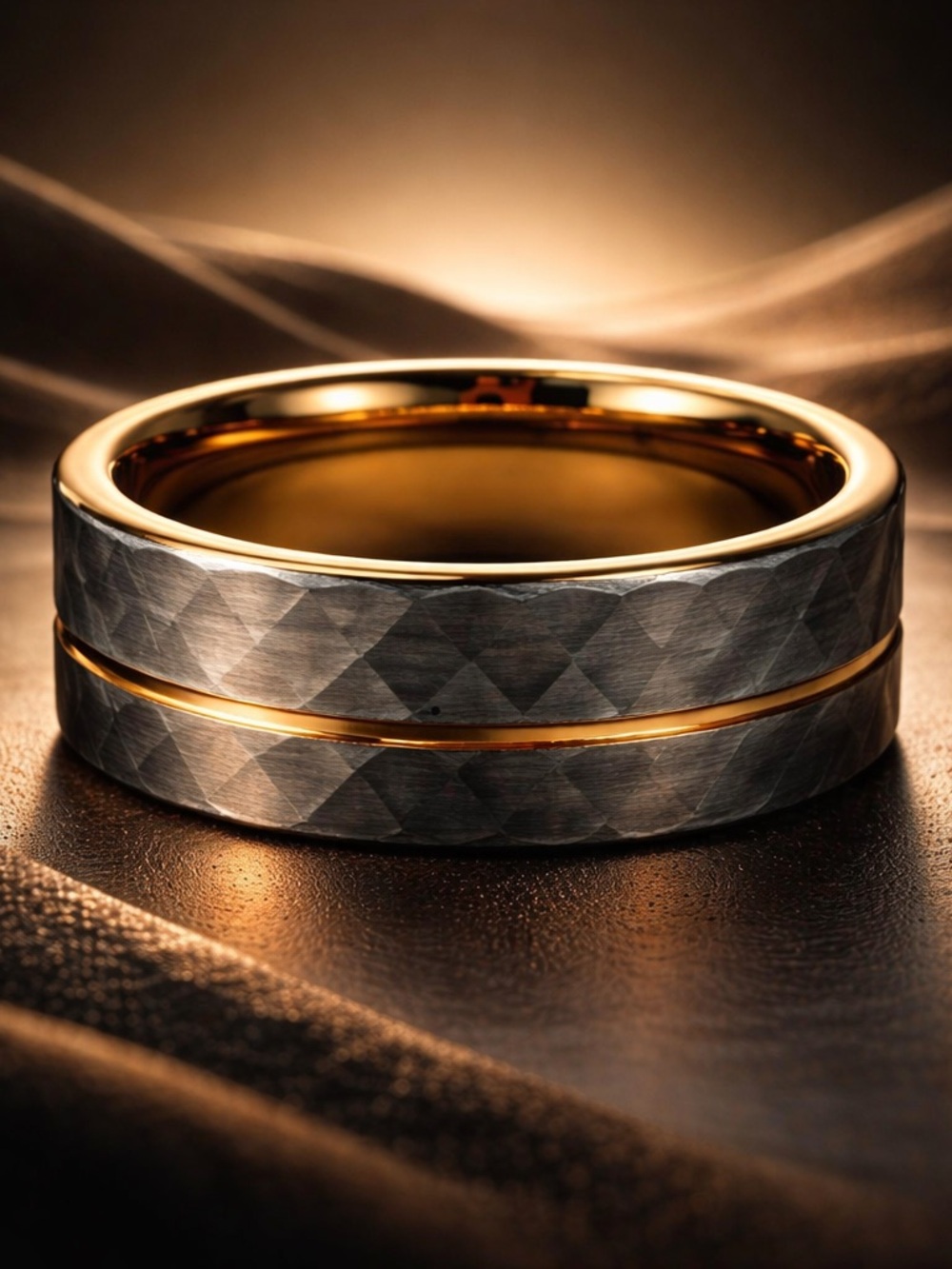 Hammered Tungsten Carbide Wedding Band Size 6 3/4 NEW